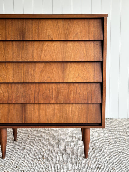 Vintage Mid Century Modern Walnut Floating Drawer Chest of Drawers
