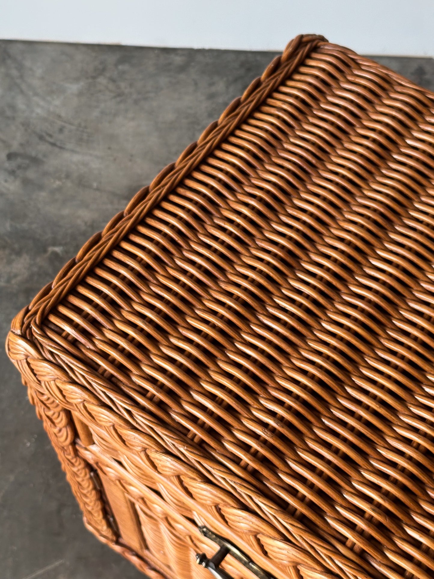 Vintage Woven Wicker Nightstand