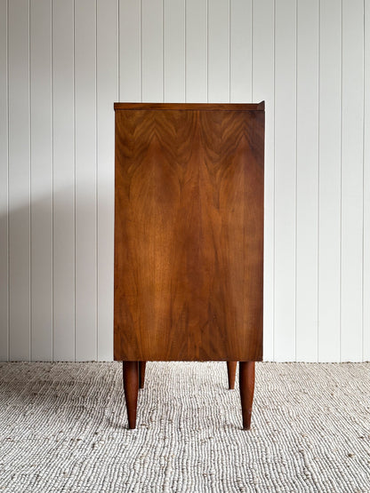 Vintage Mid Century Modern Walnut Floating Drawer Chest of Drawers