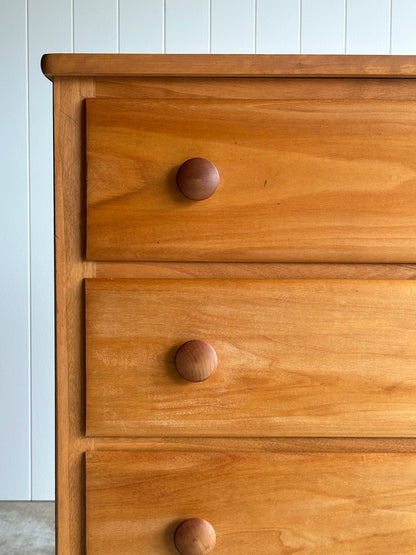 Vintage Pine Chest of Drawers with Scalloped Apron