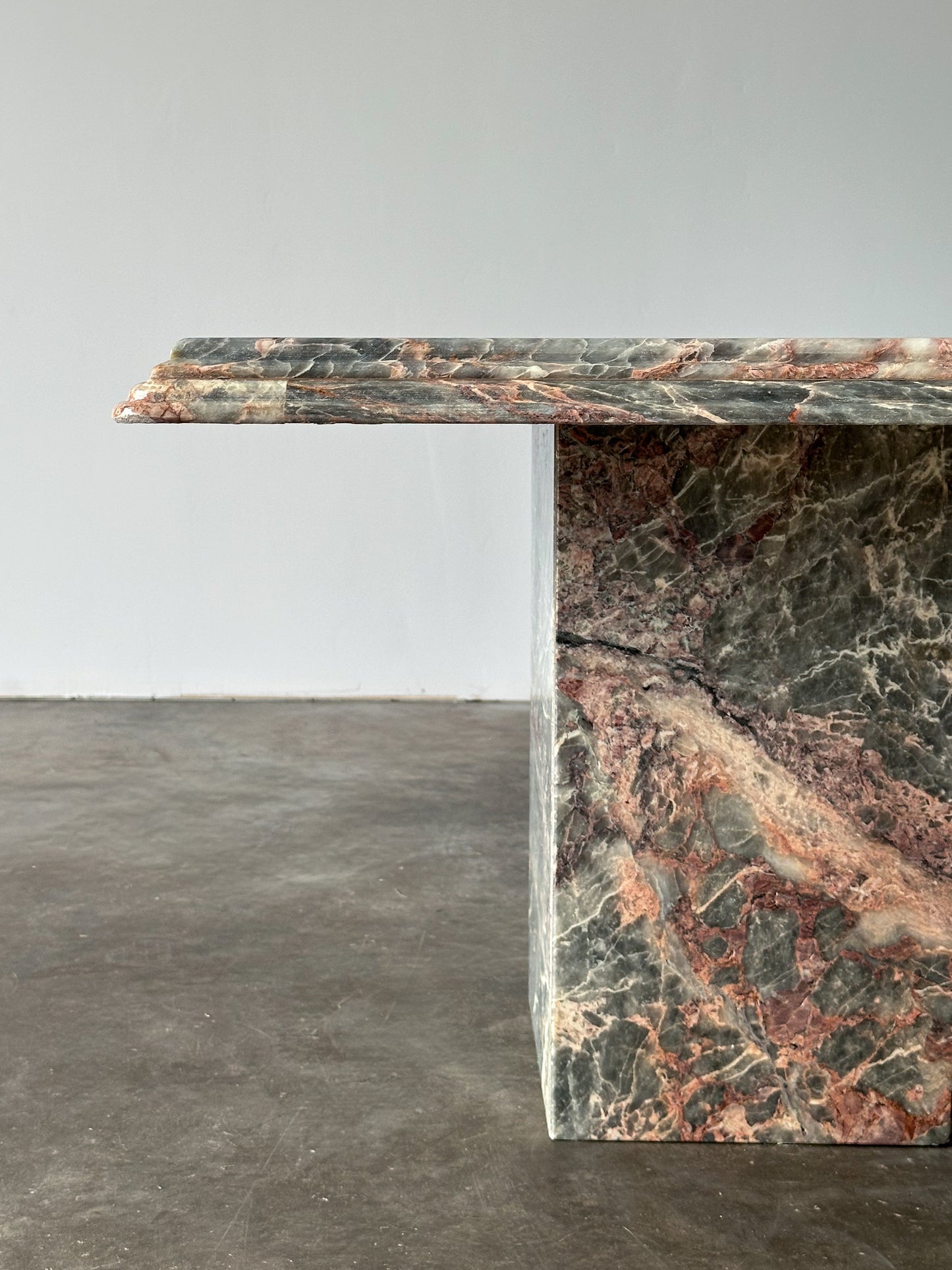 Fior Di Pesco Marble Plinth Side Table, Italy, 1980s