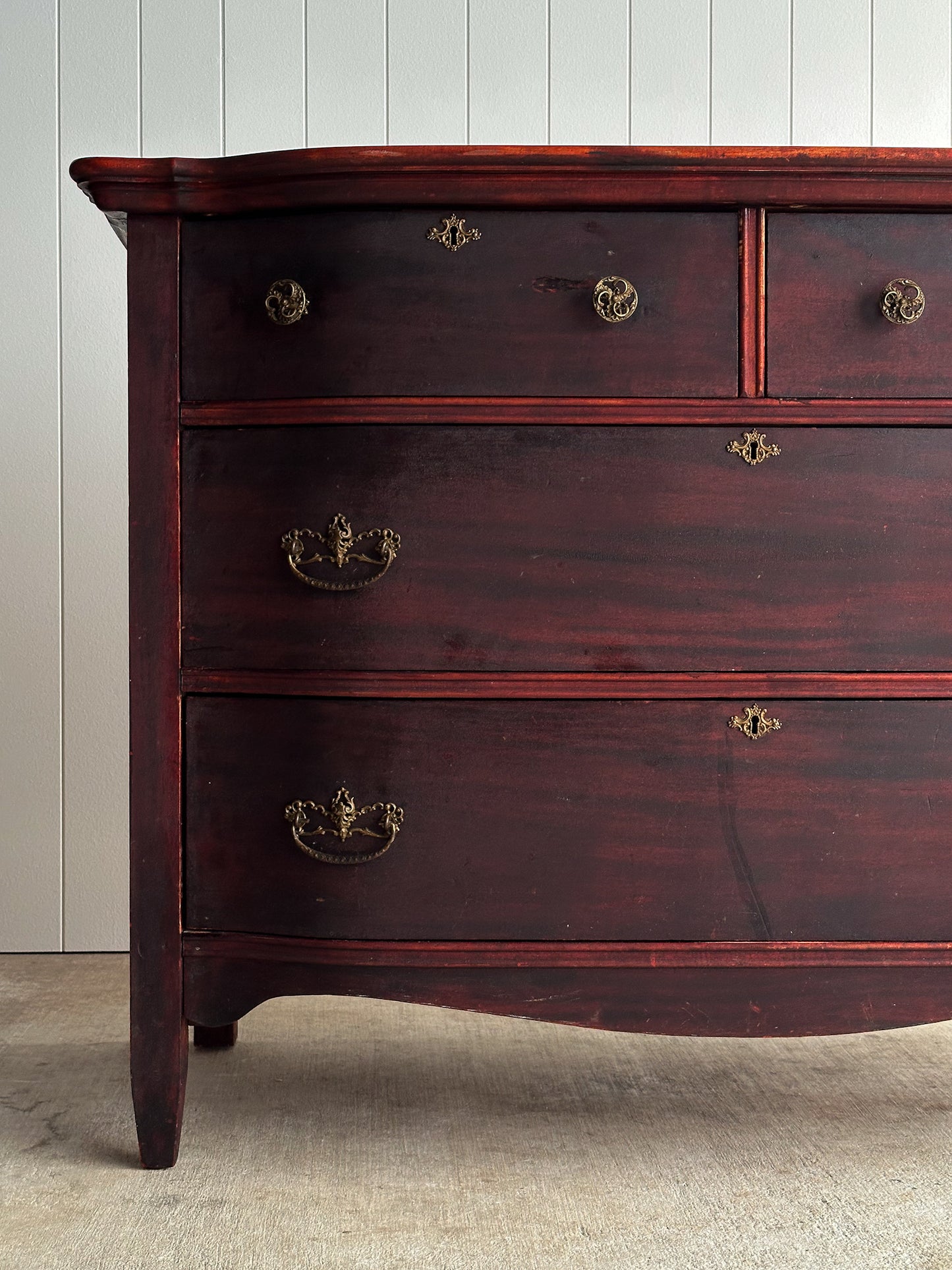 Antique Serpentine Mahogany Chest of Drawers, C. 1890