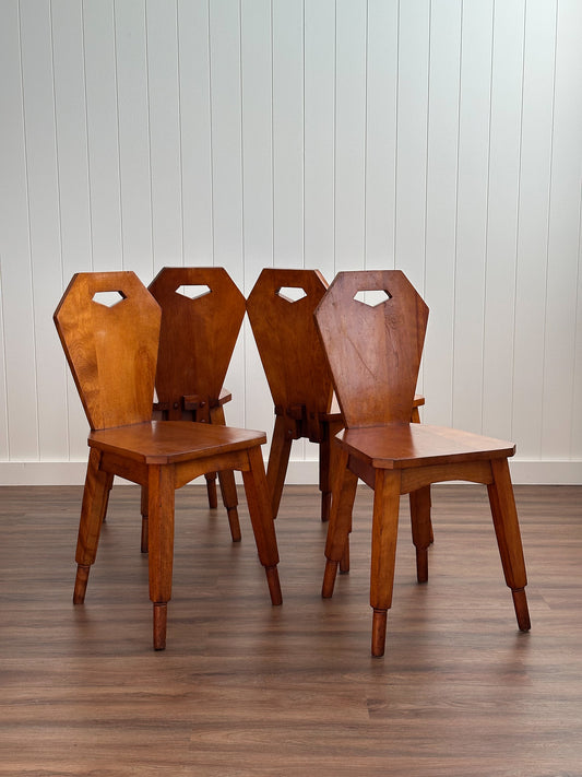 Mid-20th Century Swiss Brutalist Dining Chairs, Set of 4