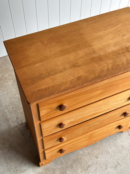 Vintage Pine Chest of Drawers with Scalloped Apron