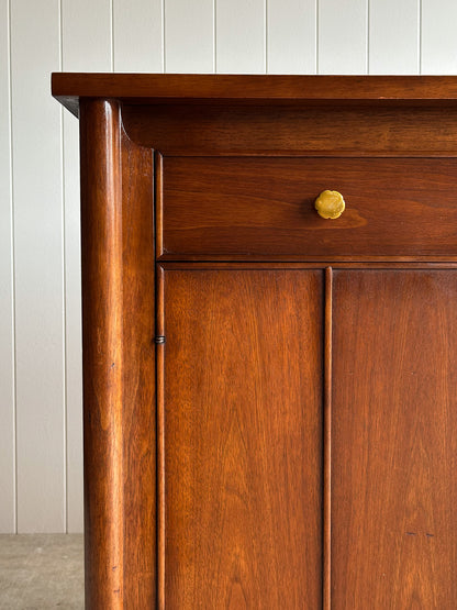 Mid-Century Modern Heritage Collection Walnut and Brass Sideboard