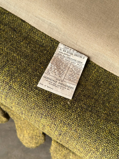 Olive Tweed Swivel Rocker with Patchwork Plaid Upholstery, 1970s