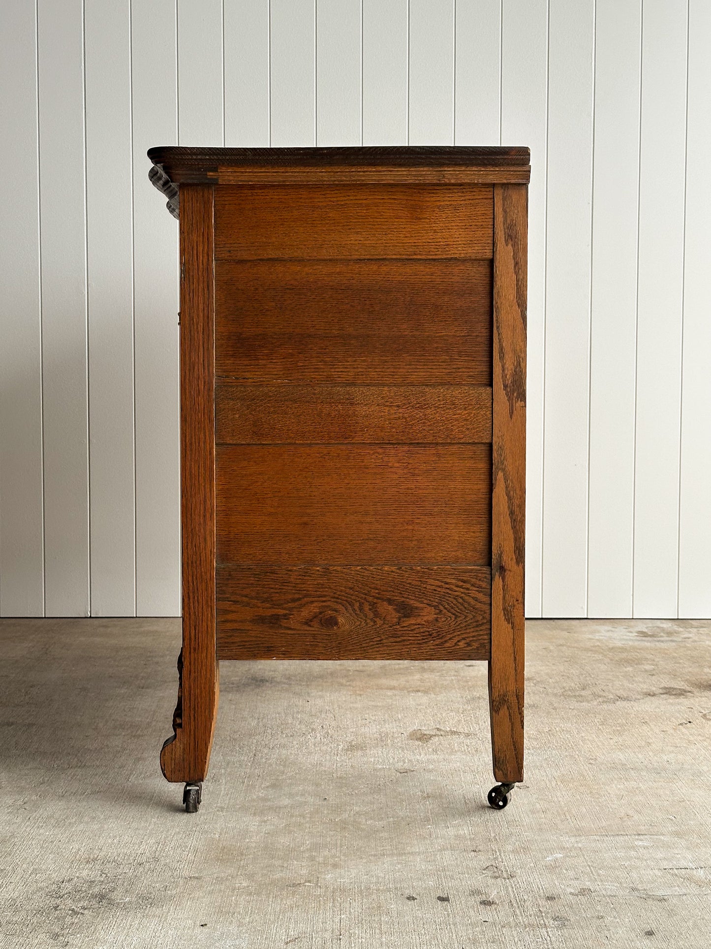 Antique Oak Serpentine Chest of Drawers, C. 1890