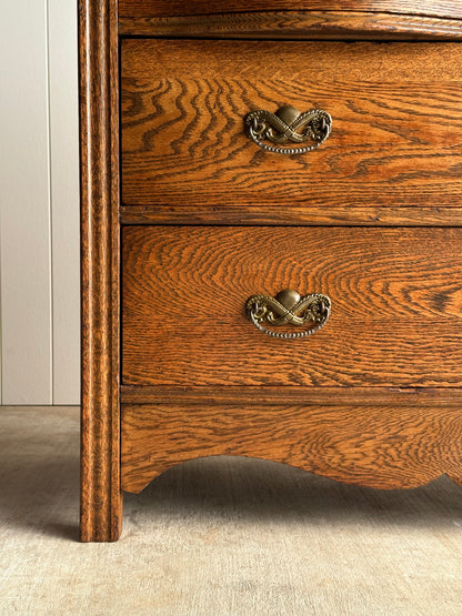 Late 19th Century Antique Serpentine Oak Chest of Drawers