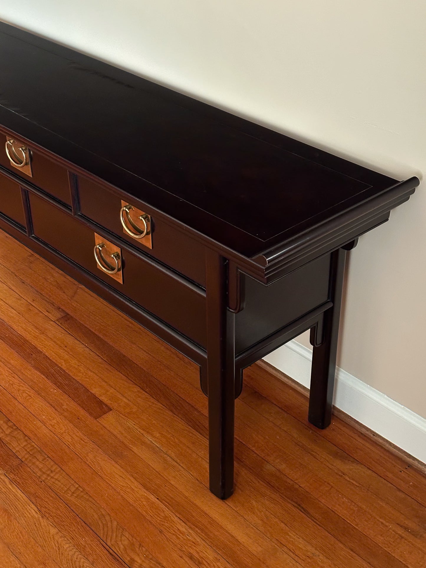 Vintage Century Furniture Black Lacquered Console Table