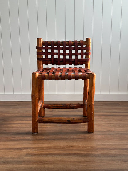 1940s Italian Leather Strap Dining Chairs, Set of Four