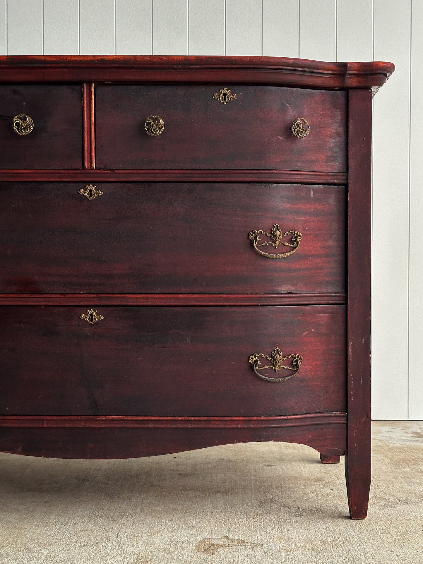 Antique Serpentine Mahogany Chest of Drawers, C. 1890