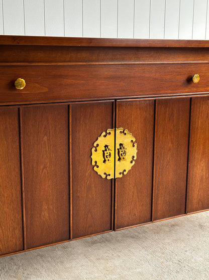 Mid-Century Modern Heritage Collection Walnut and Brass Sideboard