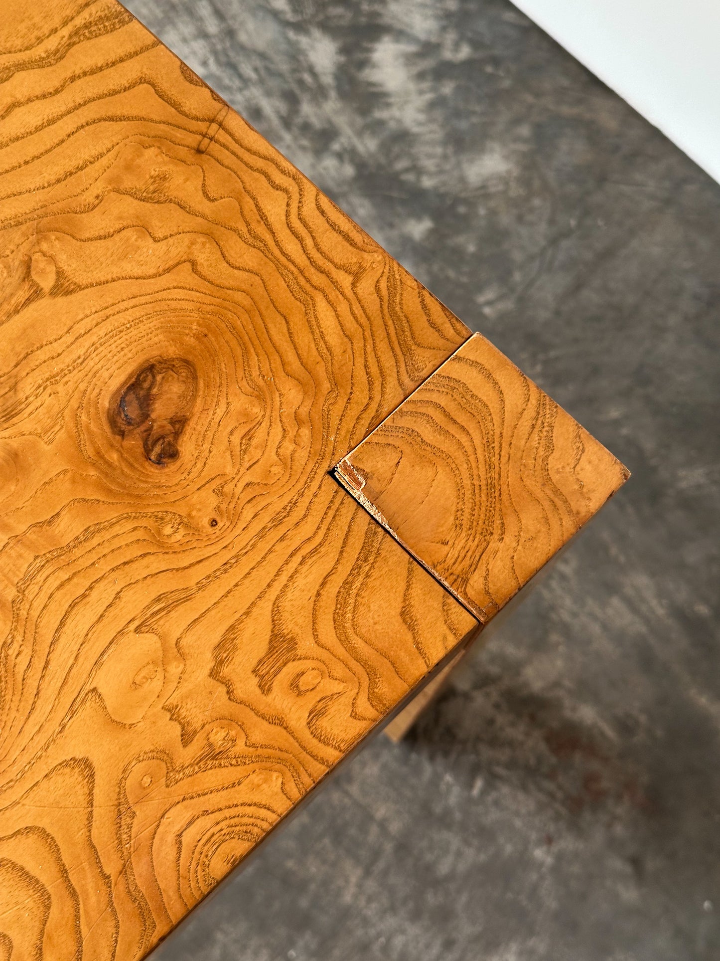 Lane Burl Wood Extendable Parsons Dining Table in the Style of Milo Baughman, 1970s