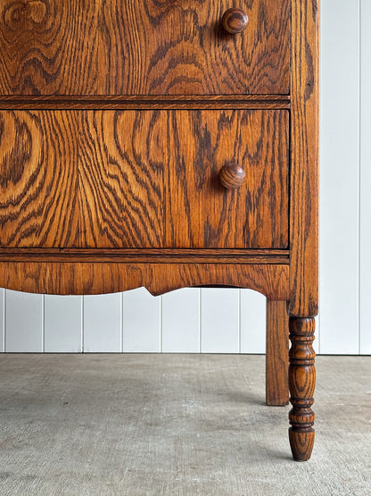 Antique Quarter Sawn Tiger Oak Chest of Drawers