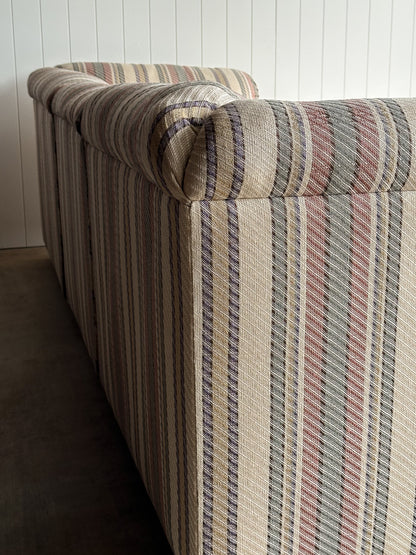 Vintage Postmodern Three-Piece Modular Sofa in Original Striped Upholstery, C. 1980s