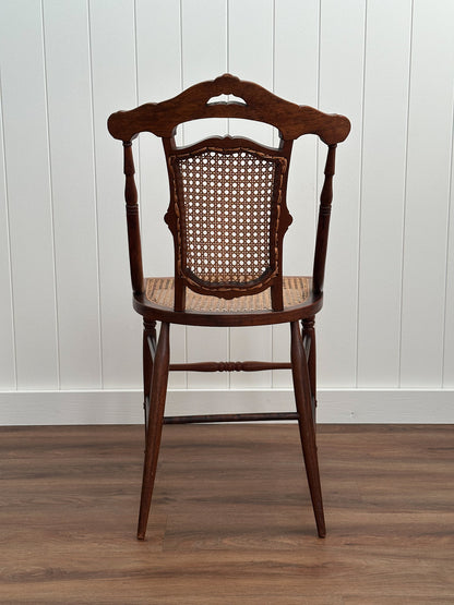 Antique Victorian French Cane Dining Chairs, Set of 4