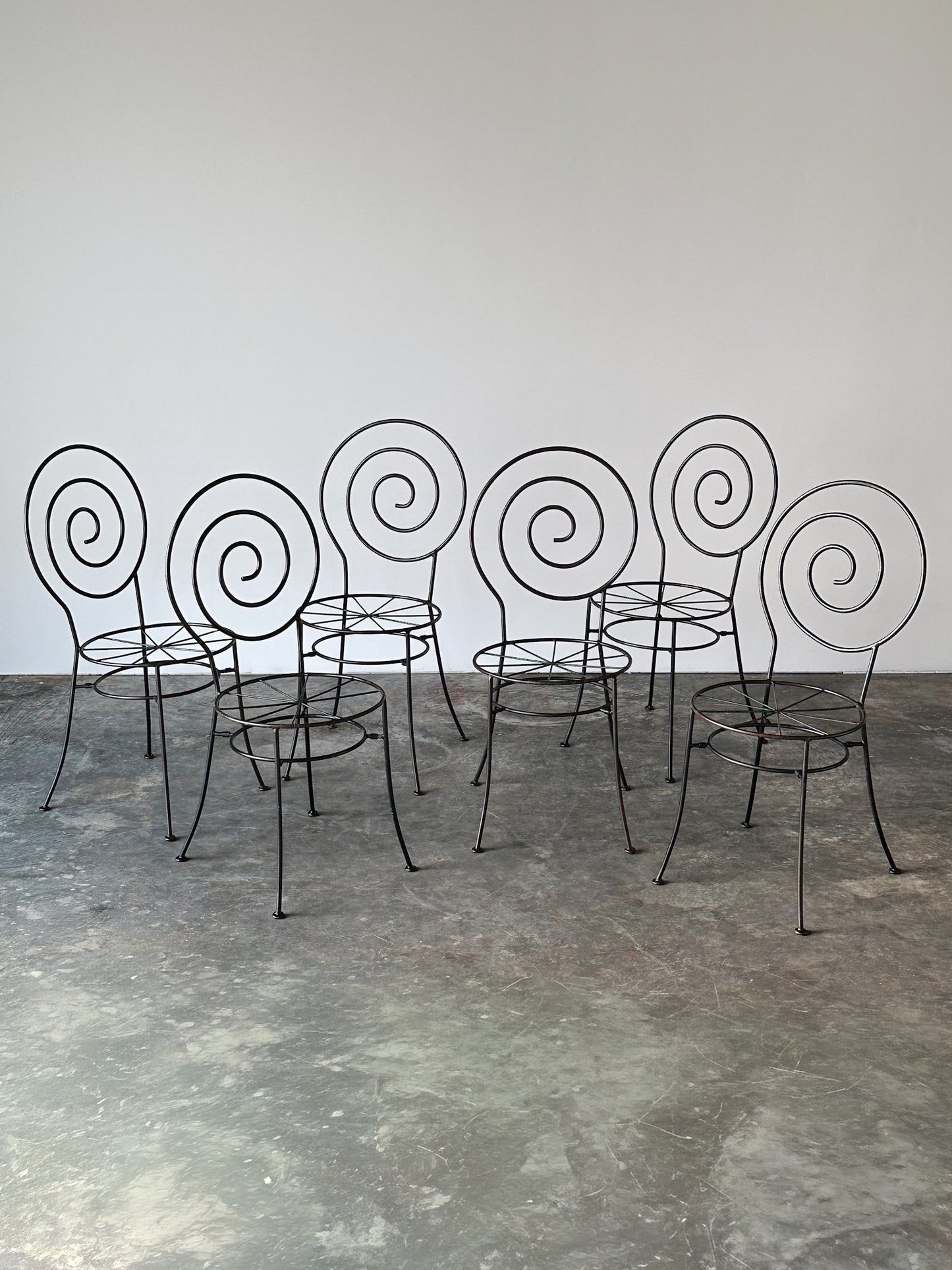 Spiral Iron Chairs in the Style of Luigi Serafini for Sawaya & Moroni, 1980s, Set of 6