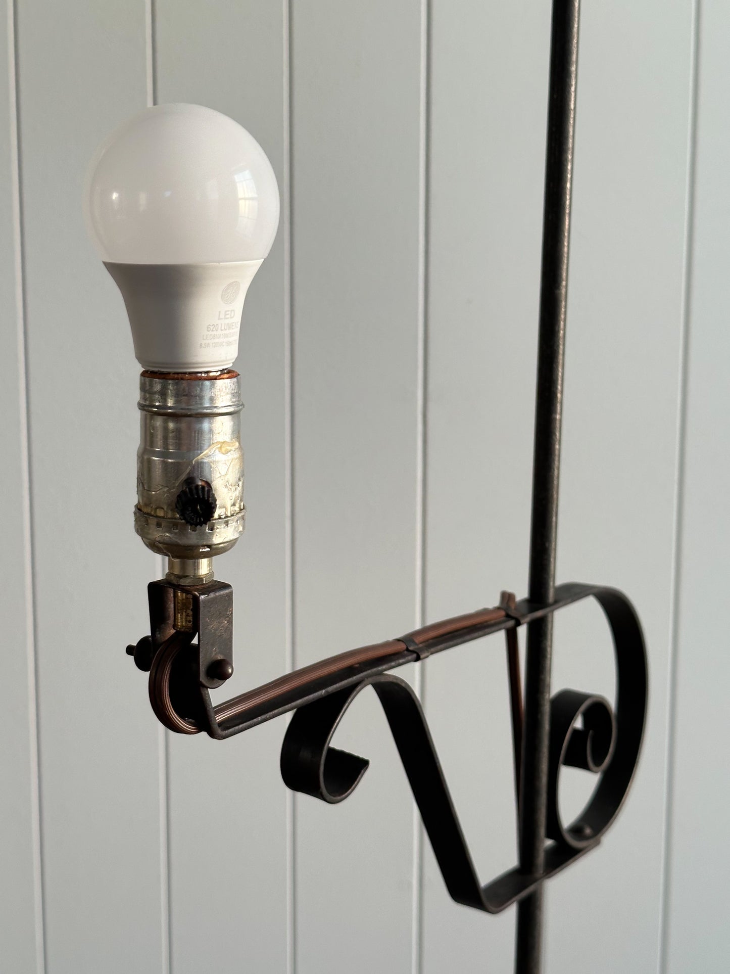 1940s Wrought Iron Swing-Arm Floor Lamp