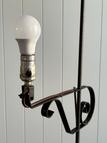 1940s Wrought Iron Swing-Arm Floor Lamp