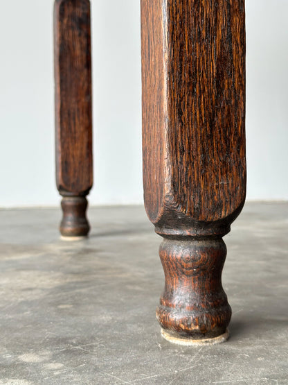 Antique Oak General Store Table With Interesting Newspaper Top, Late 19th Century