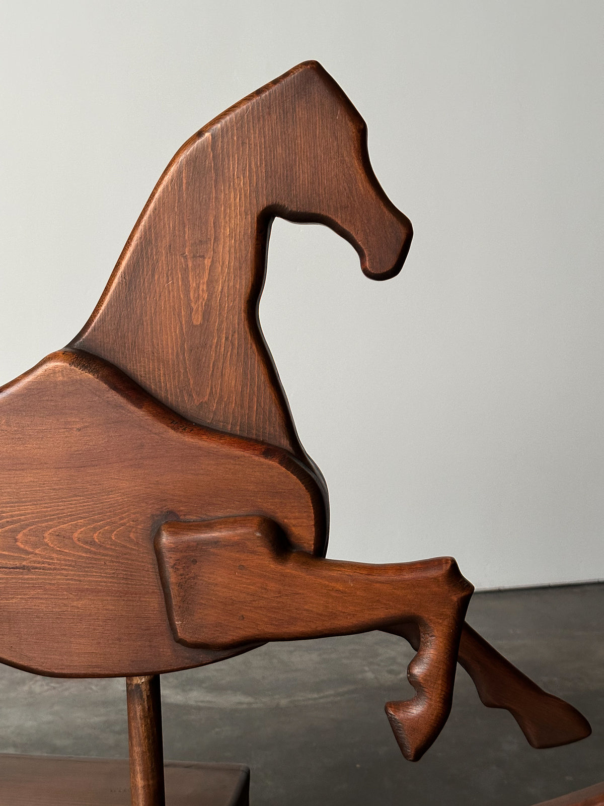 Handcrafted Mid-Century Sculptural Pine Rocking Horse