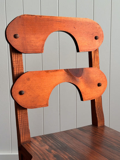 1970s Brutalist Pine Dining Chairs, Set of 6