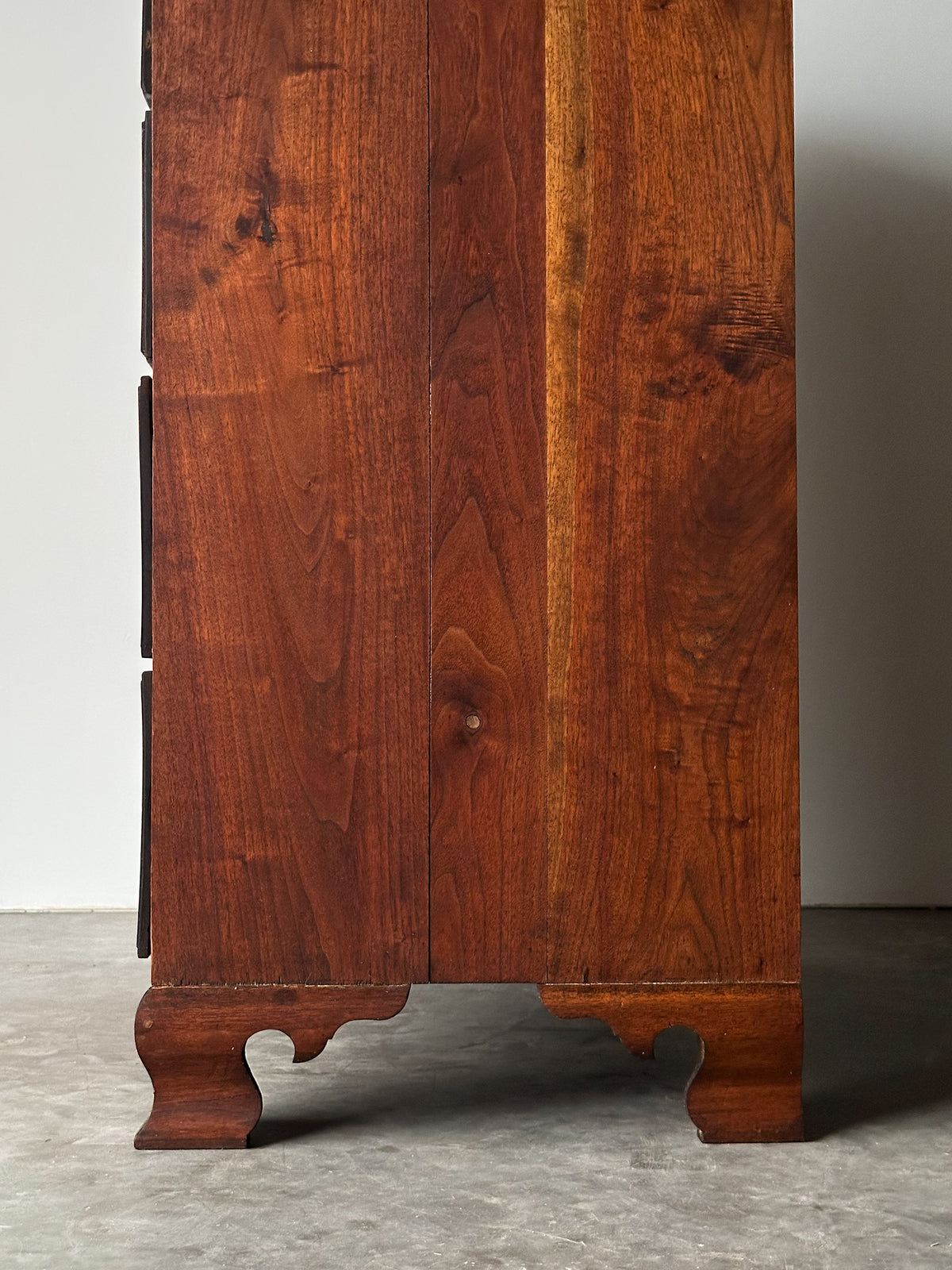 Chippendale-Style Black Walnut Tall Chest of Drawers, 1930s