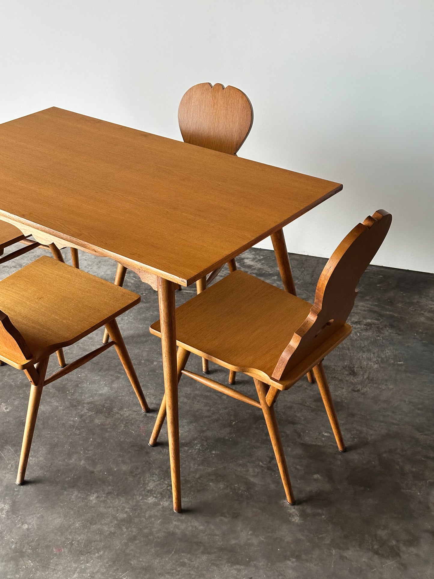 Swiss Alpine Stabelle Oak Dining Set, Mid-Century, Set of 5