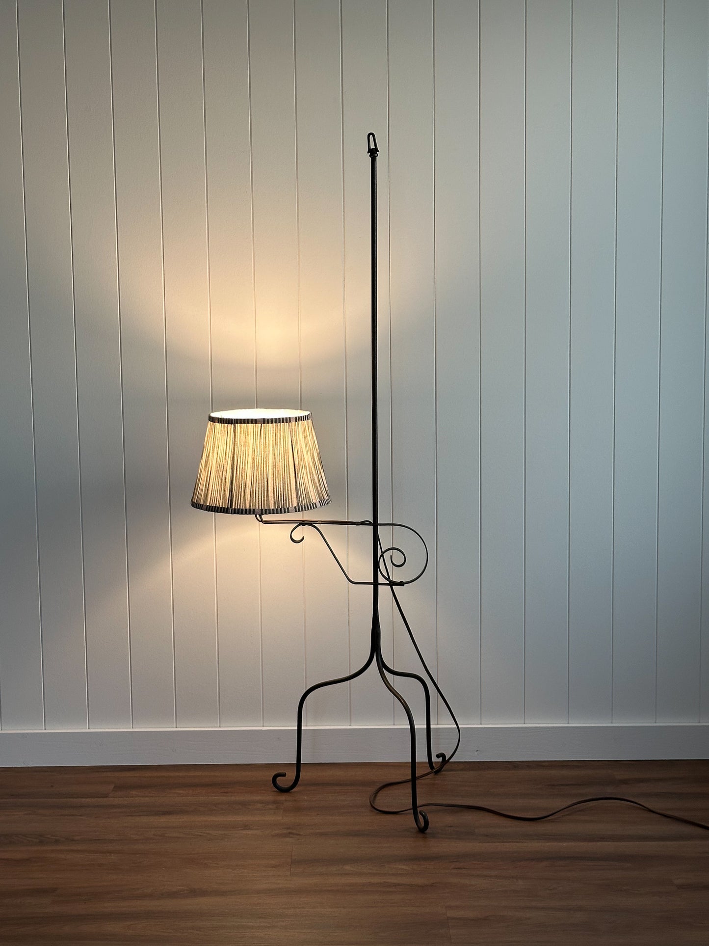 1940s Wrought Iron Swing-Arm Floor Lamp