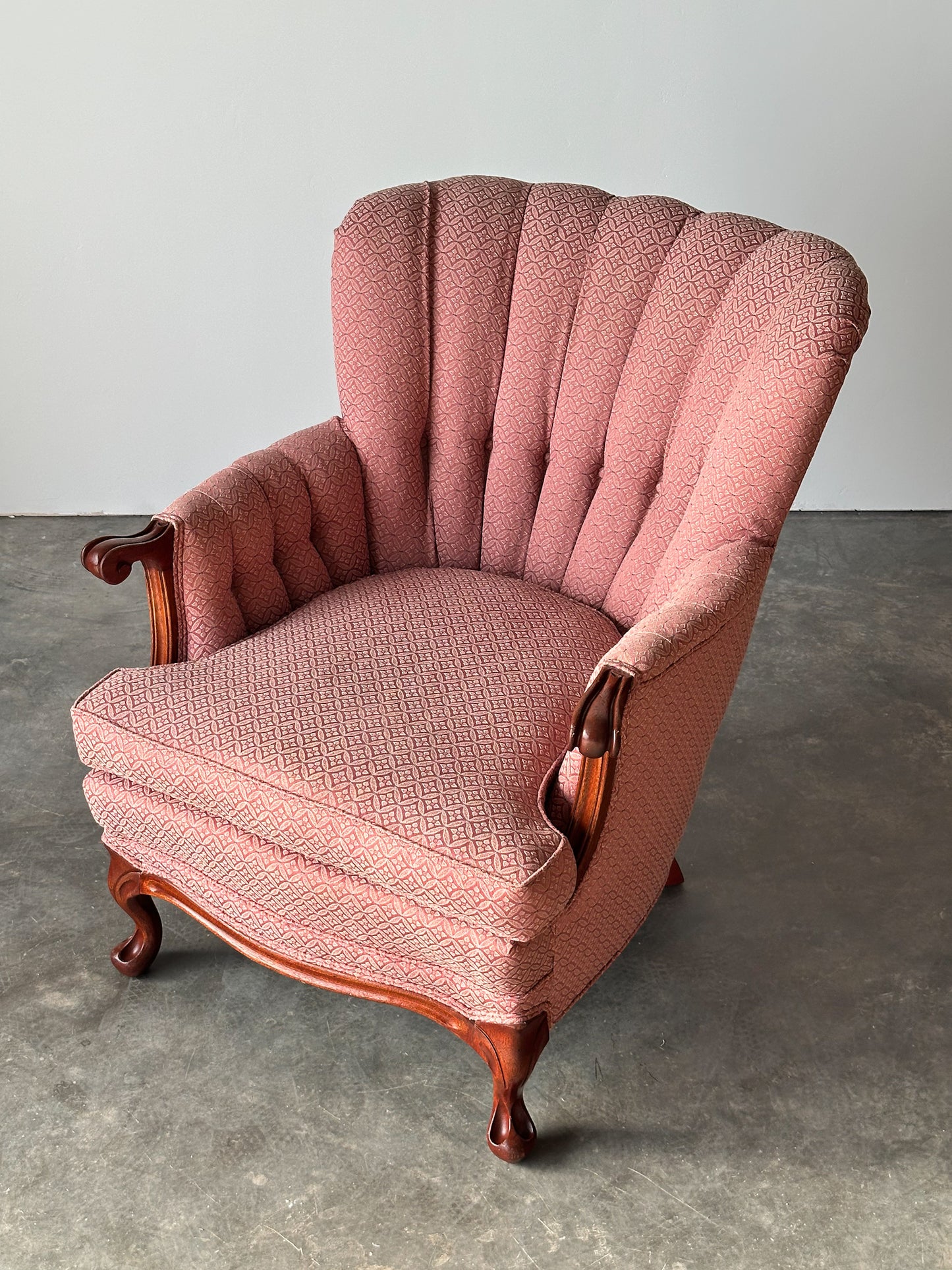 Mid-Century French Provincial Channel-Back Armchair