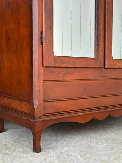 Late 19th Century Antique Mahogany Wardrobe Armoire with Original Mirrors