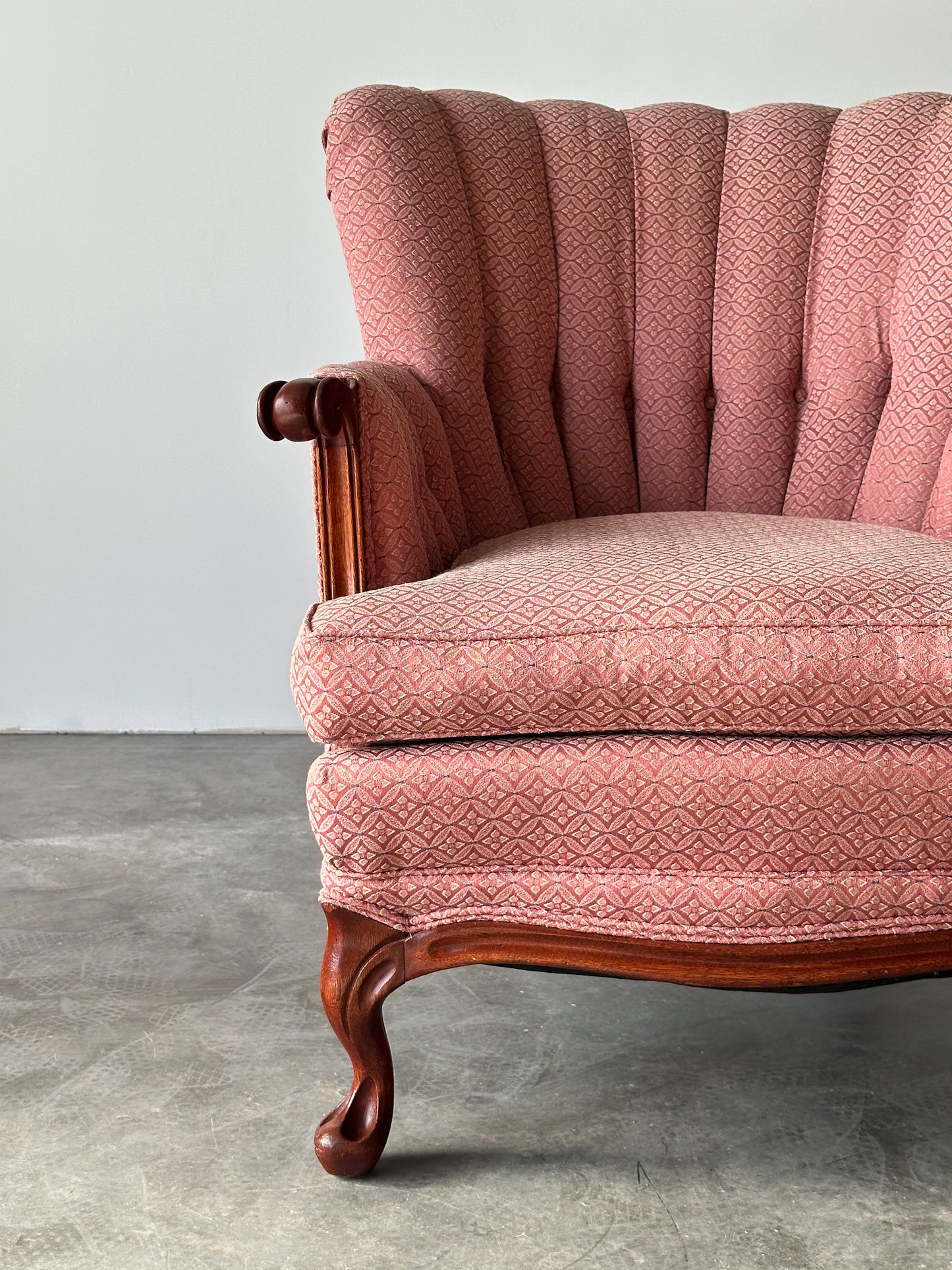 Mid-Century French Provincial Channel-Back Armchair