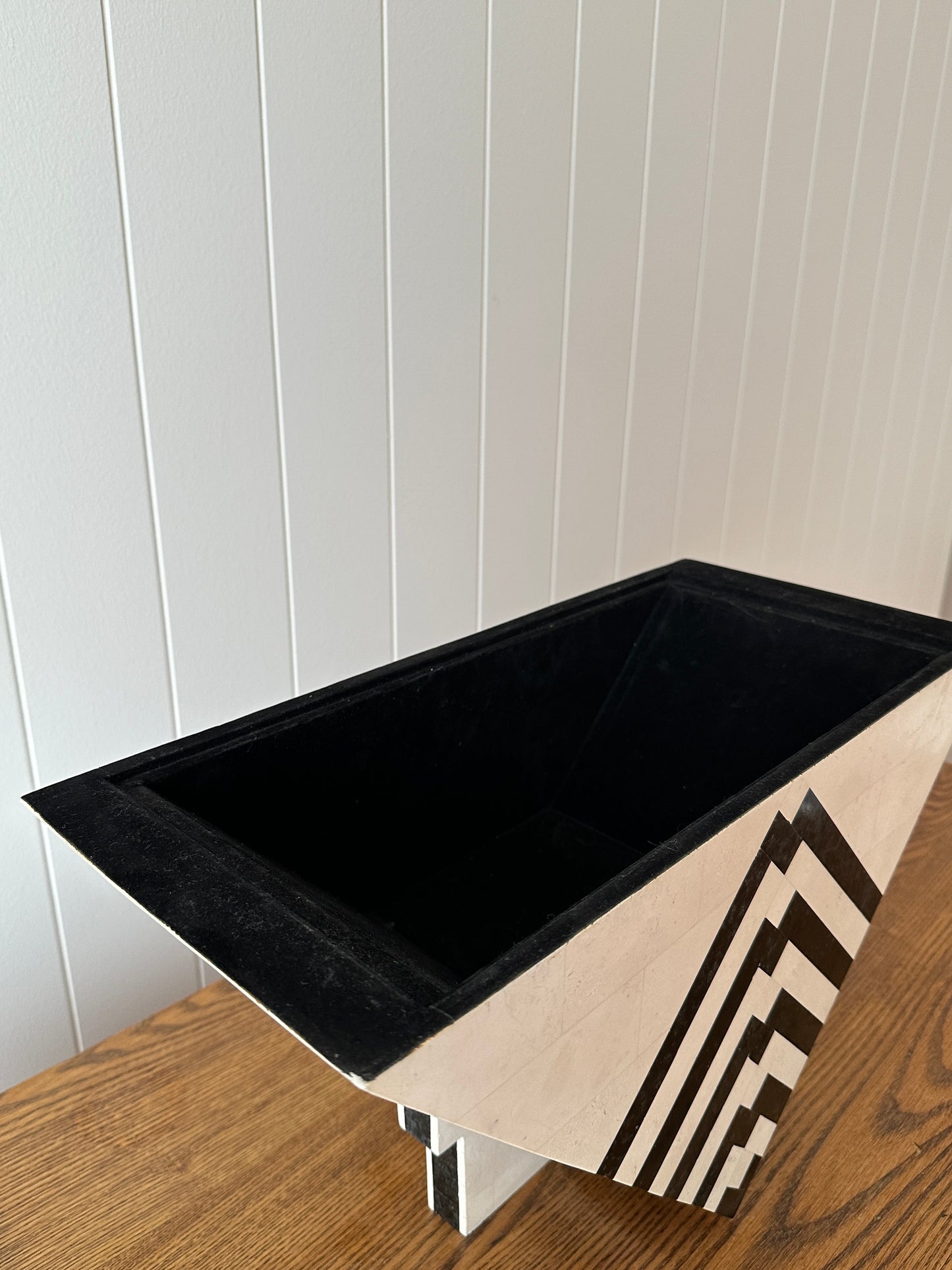 Vintage Maitland-Smith Tessellated Mactan Stone Box With Marble and Brass Inlay