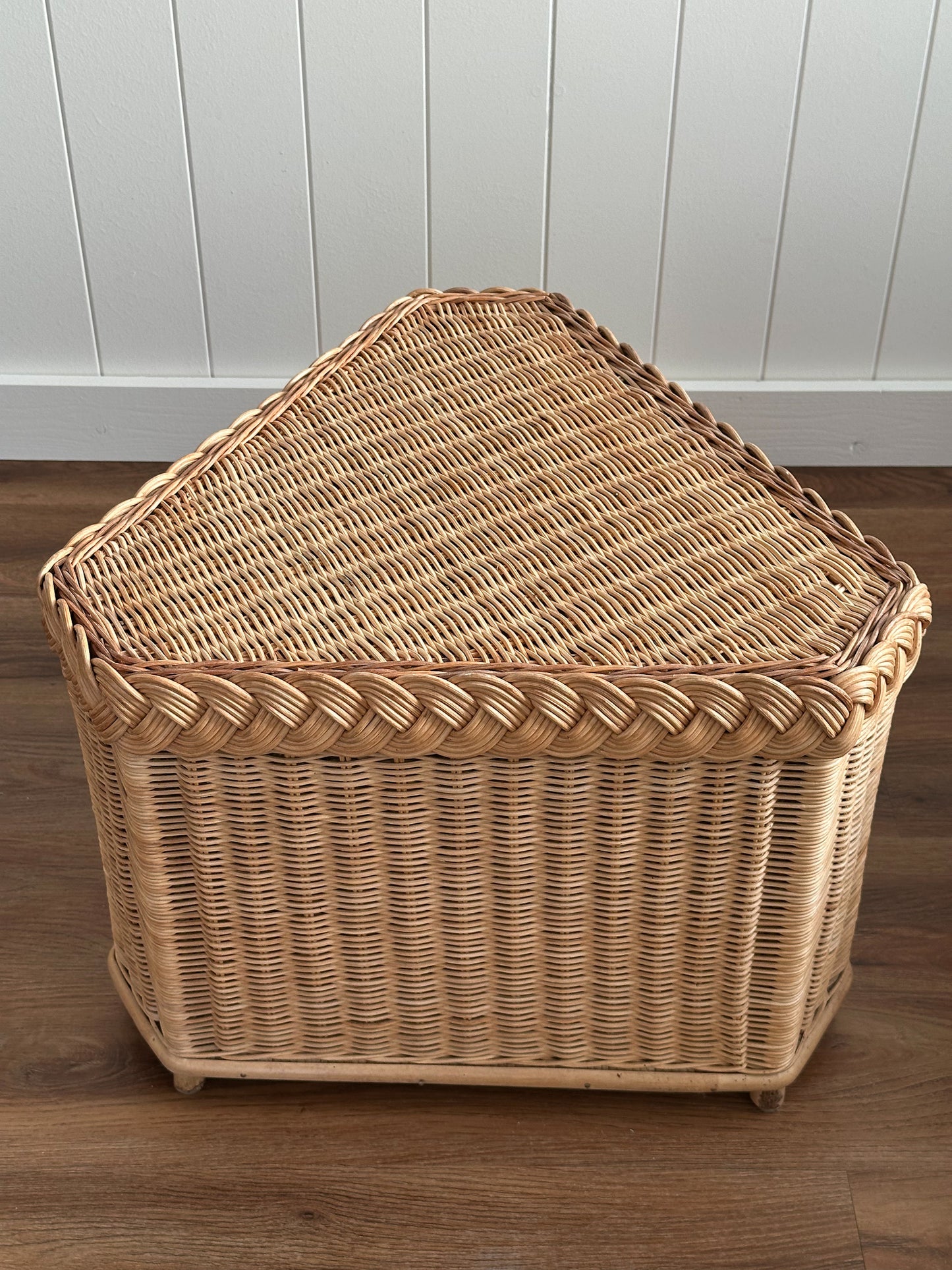 Vintage Brown Jordan Braided Wicker Side Tables, Pair