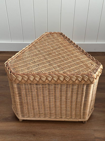 Vintage Brown Jordan Braided Wicker Side Tables, Pair
