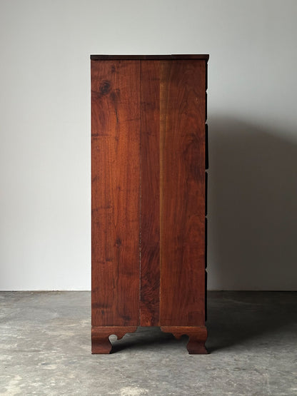 Chippendale-Style Black Walnut Tall Chest of Drawers, 1930s