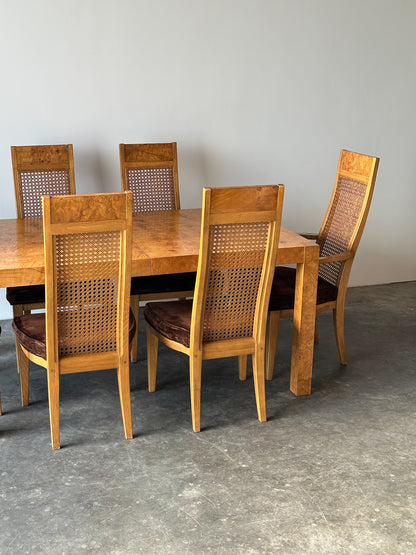 Lane Burl Wood Extendable Parsons Dining Table in the Style of Milo Baughman, 1970s