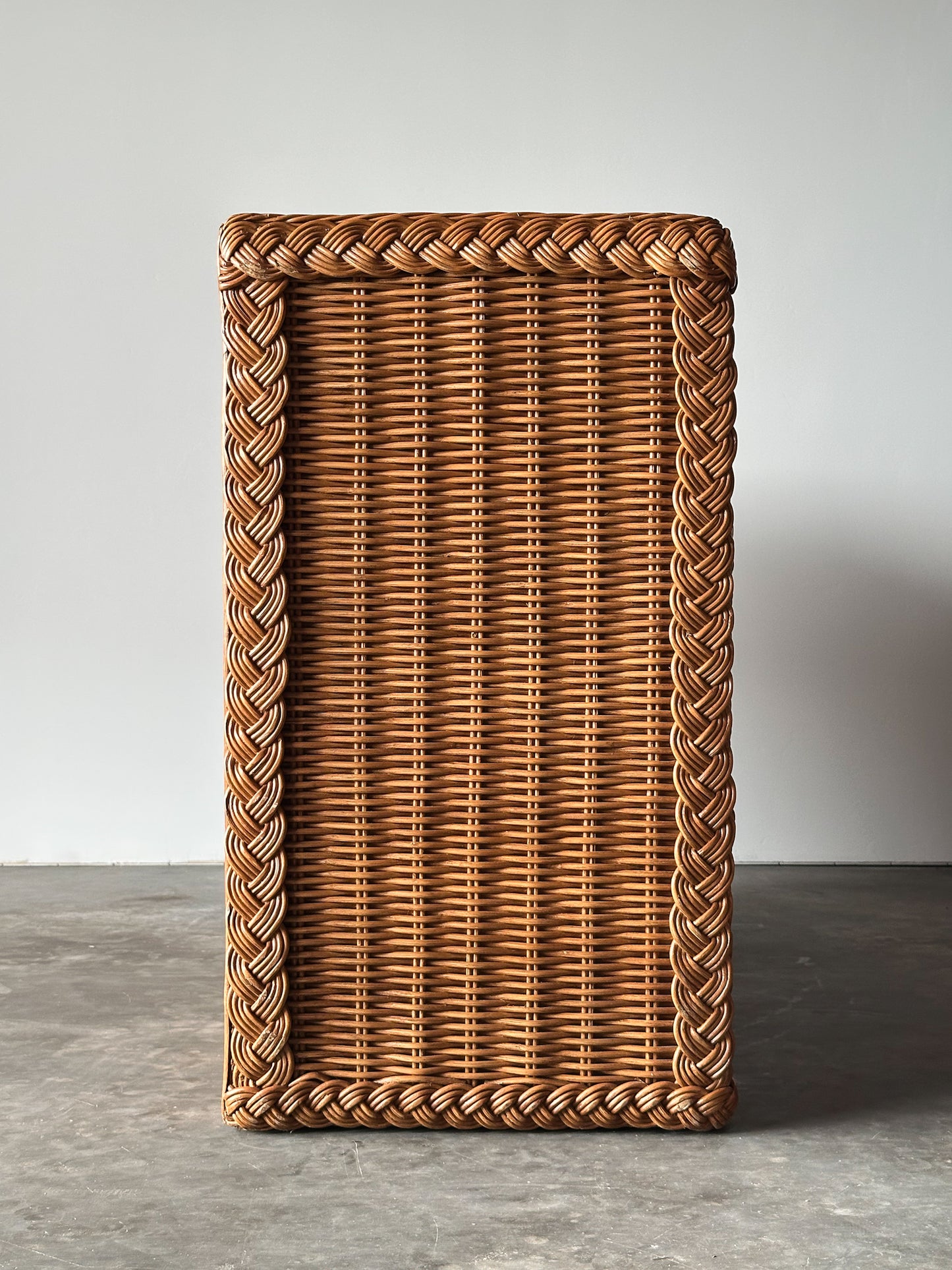 Vintage Woven Wicker Six-Drawer Dresser