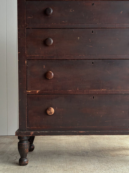 Late 19th Century Antique Painted Pine Chest of Drawers, Original Surface