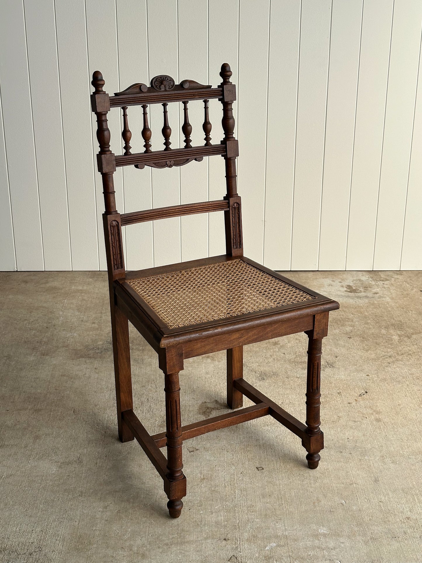 Set of Four Antique Dining Chairs With Carved Crest