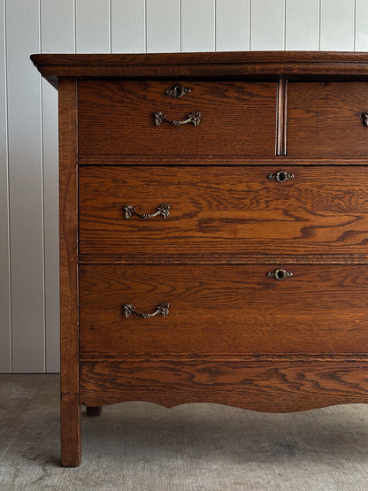 Antique Oak Chest of Drawers, Late 19th Century