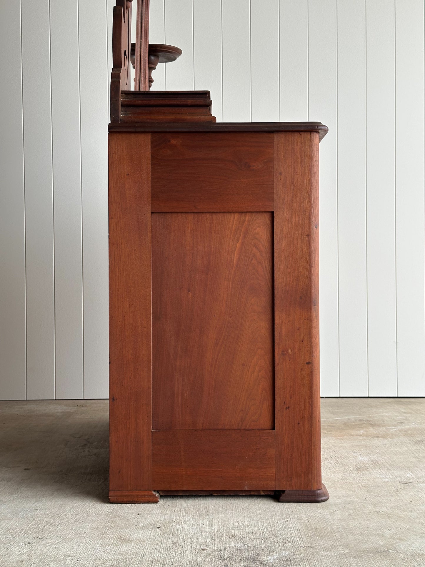 Antique Eastlake Walnut Dresser with Arched Mirror
