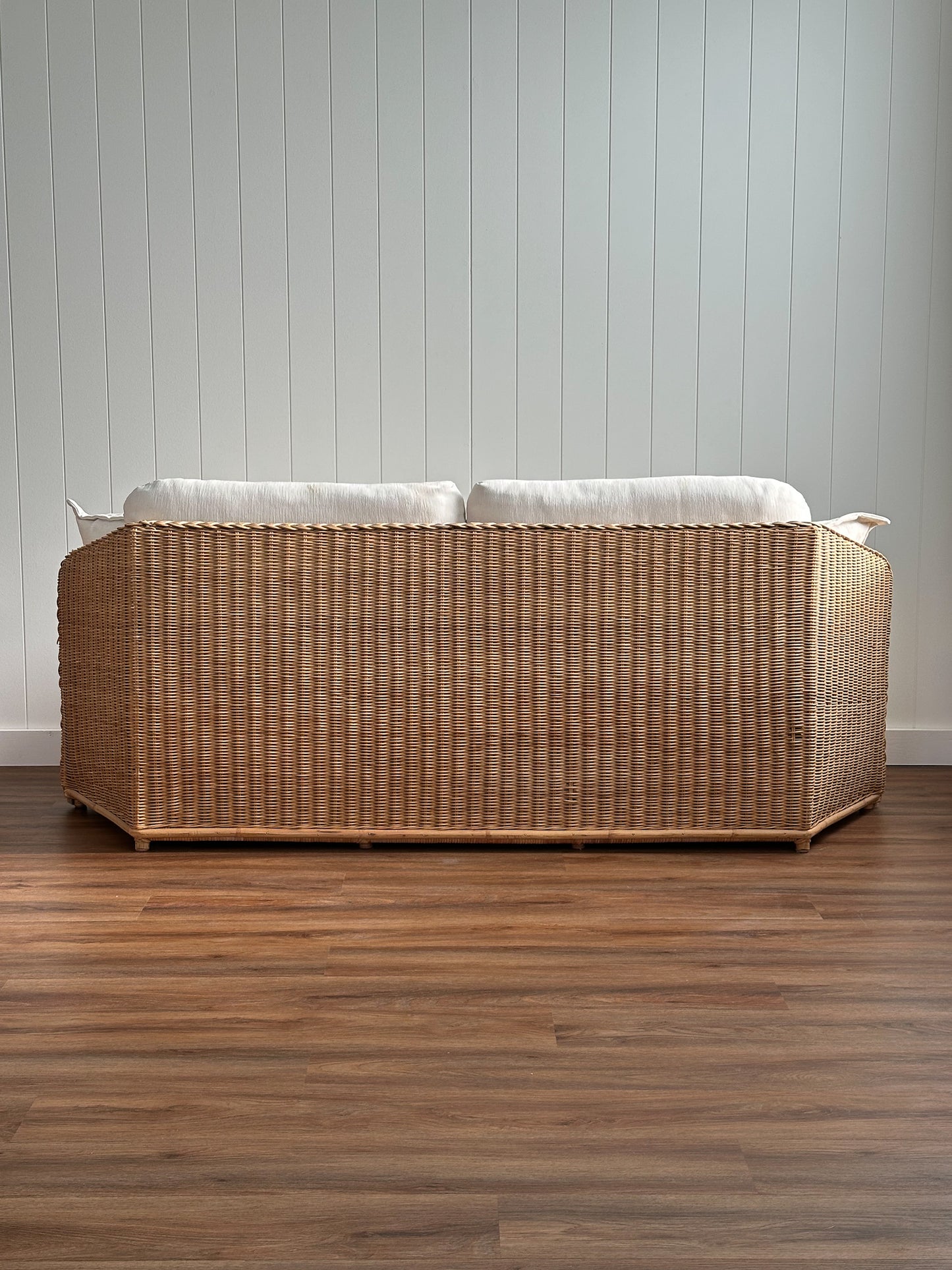 Vintage Brown Jordan Braided Wicker Sofa