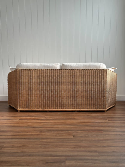 Vintage Brown Jordan Braided Wicker Sofa