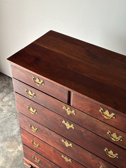 Chippendale-Style Black Walnut Tall Chest of Drawers, 1930s
