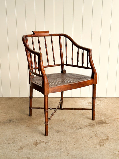 Vintage Wooden Armchair with Cane Seat
