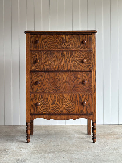 Antique Quarter Sawn Tiger Oak Chest of Drawers