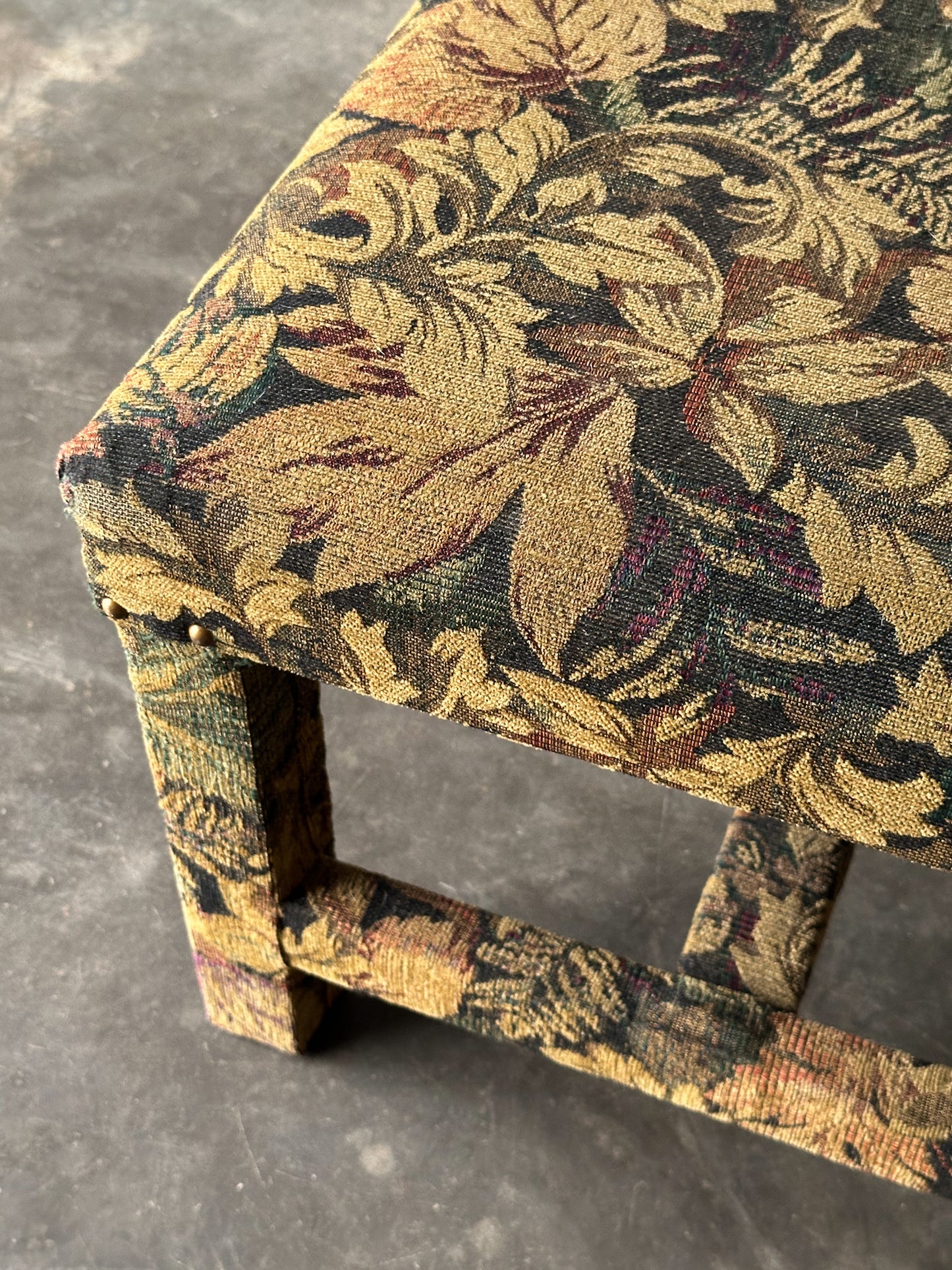 Fully-Upholstered Jacquard Tapestry Parsons Bench, 1980s