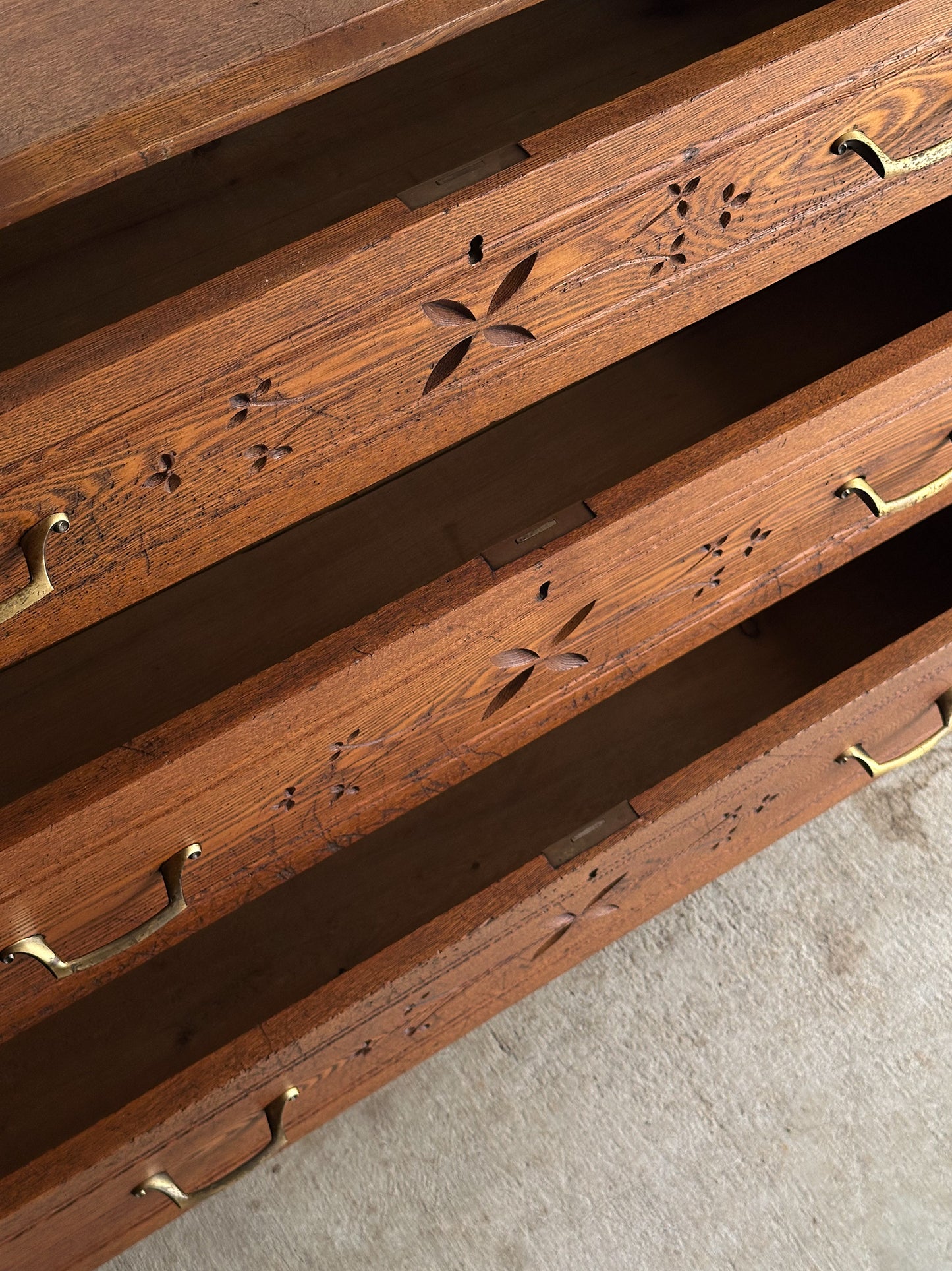 Late 19th Century Carved Oak Chest of Drawers