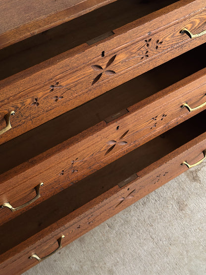 Late 19th Century Carved Oak Chest of Drawers